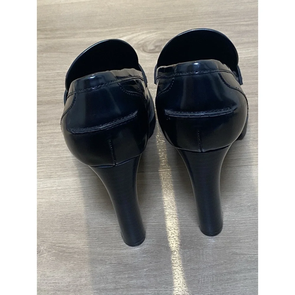 Karl Lagerfeld Paris Virna Black High Heel Patent Faux Leather Women's Shoes